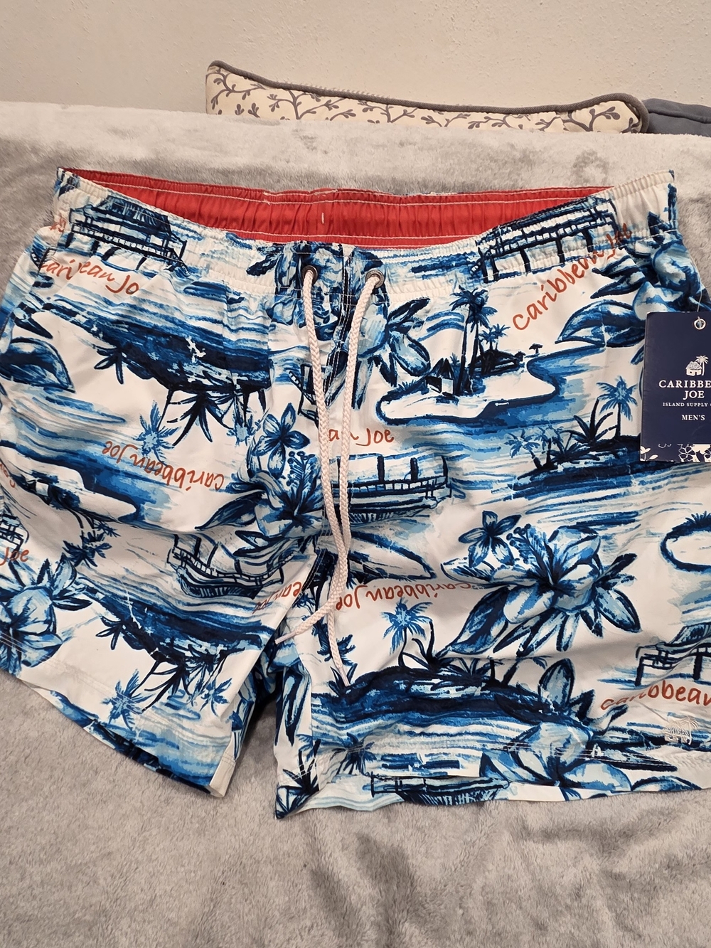 Caribbean Joe Men’s Blue Floral Swim Trunks